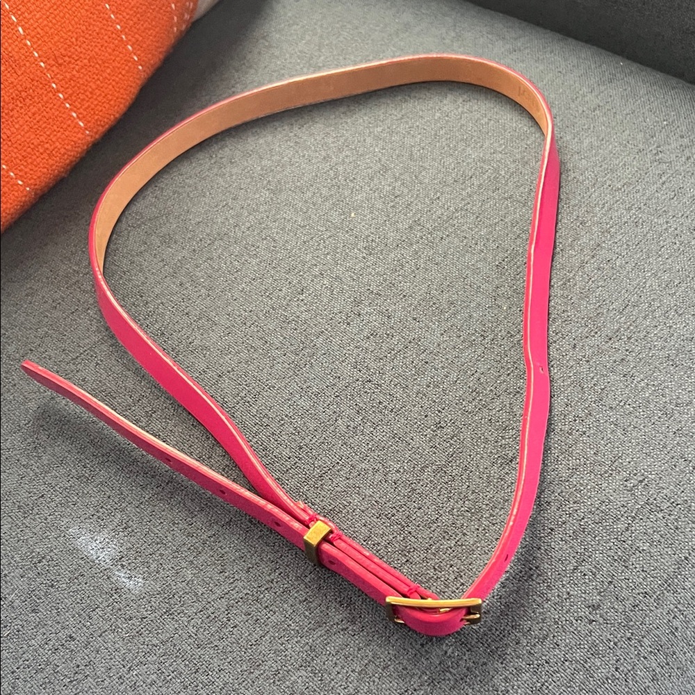 J. Crew Vibrant Pink Belt with Gold Buckle